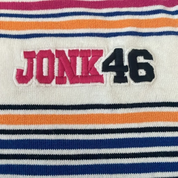JONK 46 Men Crewneck Sweater Navy Multicolored stripe Size L Made in Italy NWOT - Picture 4 of 11